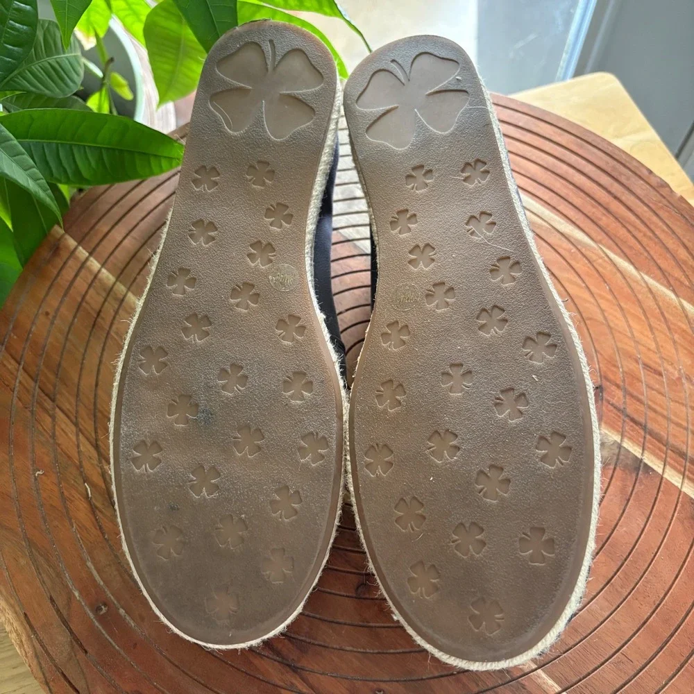 Lucky Brand Loretto Leather Espadrille Flats Blue Slate 9M LP-LORETTO